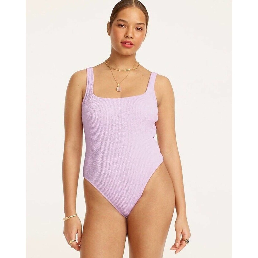 NWT‎ J Crew Retail Womens Swimsuit Textured Squareneck in Dusty Mauve Size 22